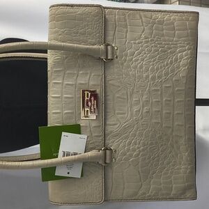 Y2K Kate Spade Beige Crocodile-Embossed Leather Handbag - $425 Retail Price